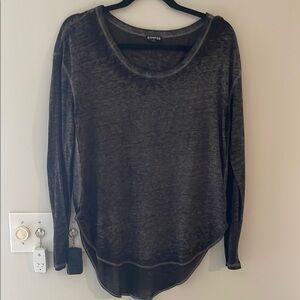 Express Women's black and Charcoal Long Sleeve Top